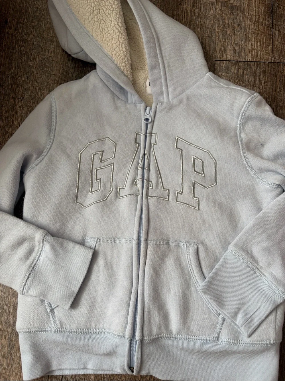 GAP Light Blue Sherpa Hoodie Jacket